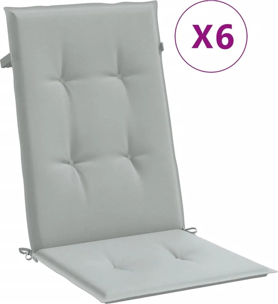 vidaXL 6 db világosszürke szövet magas háttámlájú székpárna 120x50x4cm