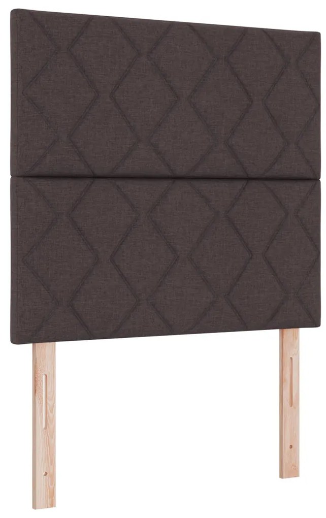 Box Spring Ágy Matraccal & LED Sötét Barna 90x200 cm Szövet