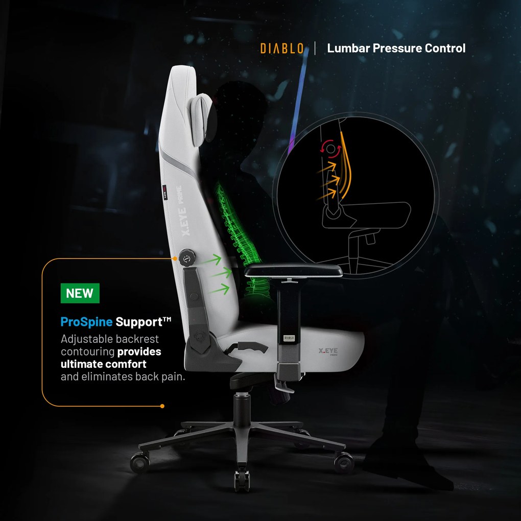 Gamer szék fehér Normal Size: Diablo X-Eye Prime Ghosted White