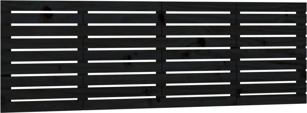 vidaXL fekete tömör fenyőfa fali fejtámla 166x3x63 cm