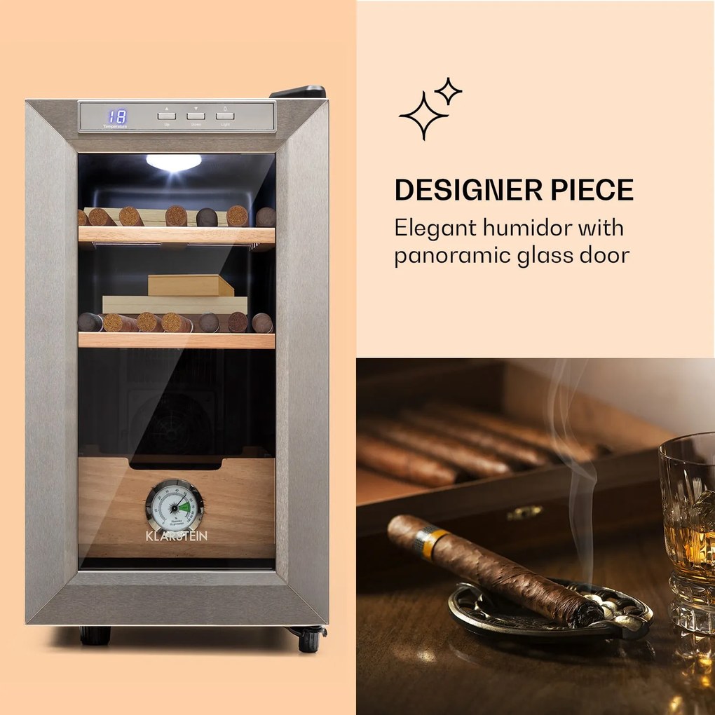 Klarstein El Presidente 23, humidor, 23 liter, 45 W, érintős vezérlés, bükkfa, LED