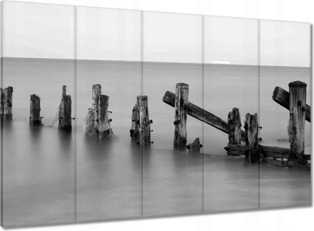 Vászonkép 100x70 Fából készült hullámtörő a tengeren