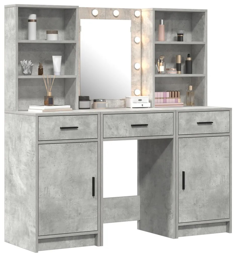 Sminkasztal Készlet 3 pcs Beton Szürke 50 x 41 x 135 cm Faanyag