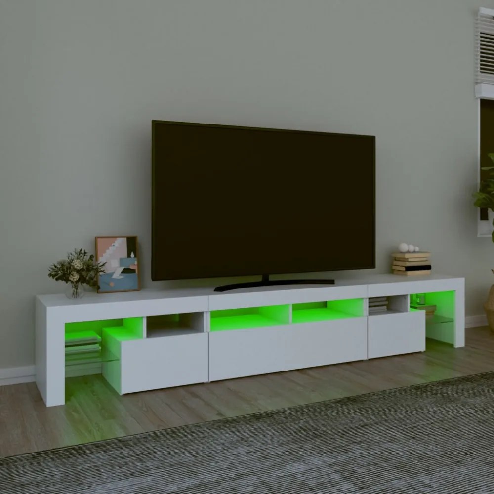fehér TV-szekrény LED-lámpákkal 230x36,5x40 cm