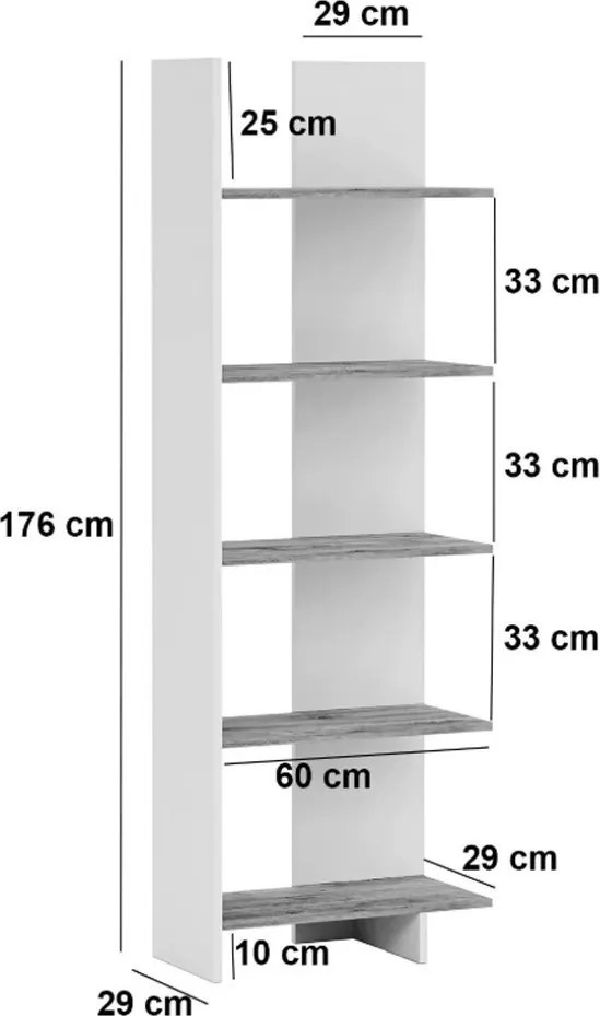 Polcos tároló könyvespolc 45x20x150cm barna KH11-1