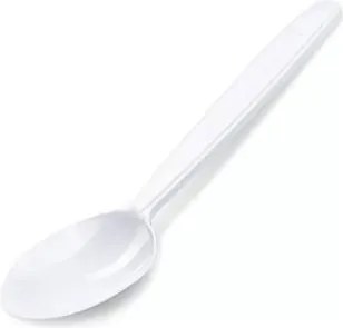 Evőkanál, műanyag, többször használatos, 18 cm, 50 db, fehér (KHMU313)