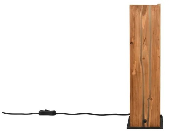 Fekete-natúr színű asztali lámpa fa búrával (magasság 40 cm) Karuni – Trio