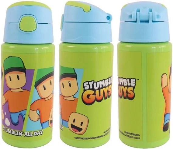 Stumble Guys All Day alumínium szívószálas kulacs akasztóval 500 ml