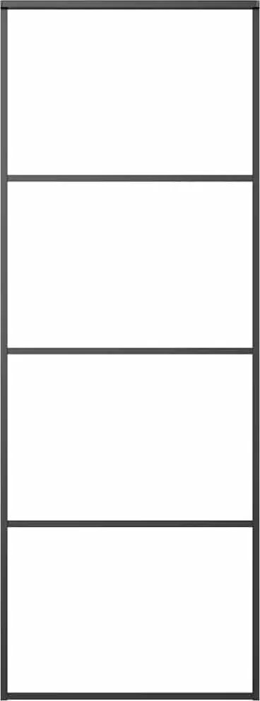 vidaXL fekete matt ESG üveg és alumínium tolóajtó 76 x 205 cm
