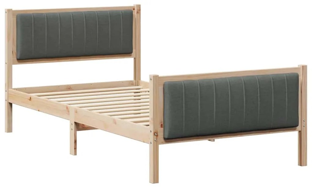 Ágykeret barna és sötétszürke 100 x 200 cm Tömör fenyőfa