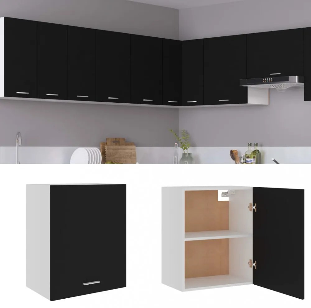 “Lyon” fekete szerelt fa függő szekrény 50 x 31 x 60 cm