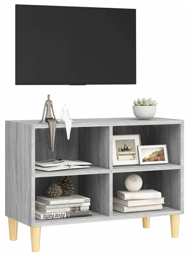 szürke sonoma színű TV-szekrény tömör falábakkal 69,5x30x50 cm