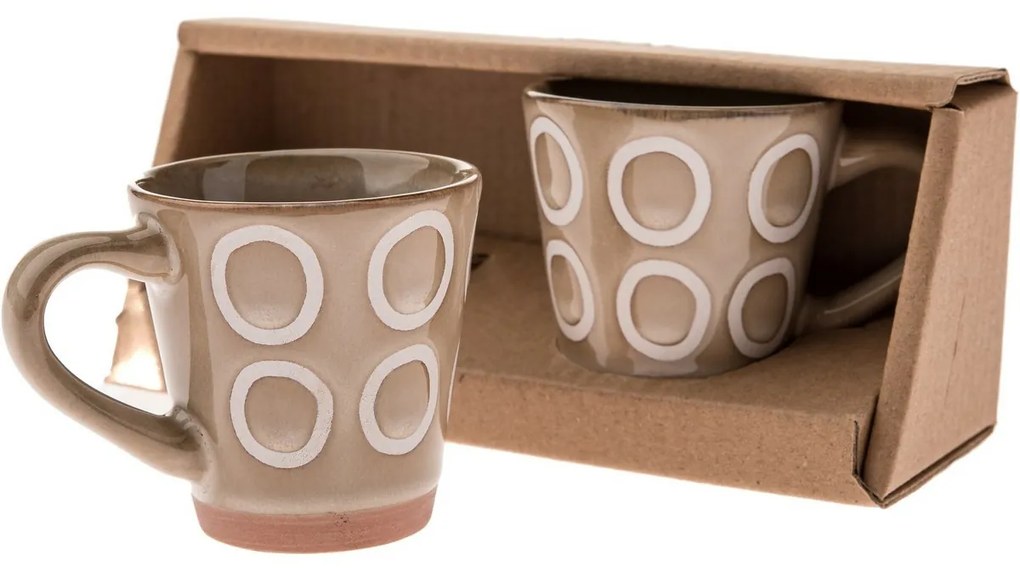 2 db kerámia bögre szett Gyűrűk 100 ml, bézs