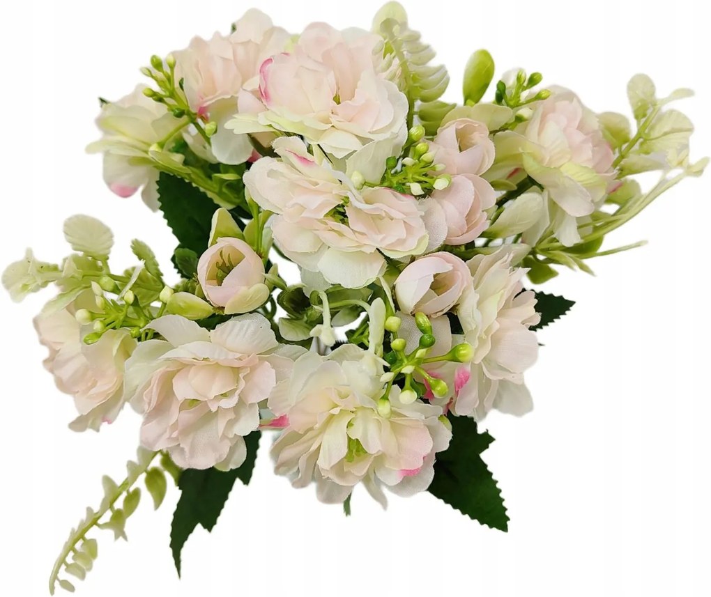 Krémszínű csokor világos rózsaszínnel, 5 ág 32 cm