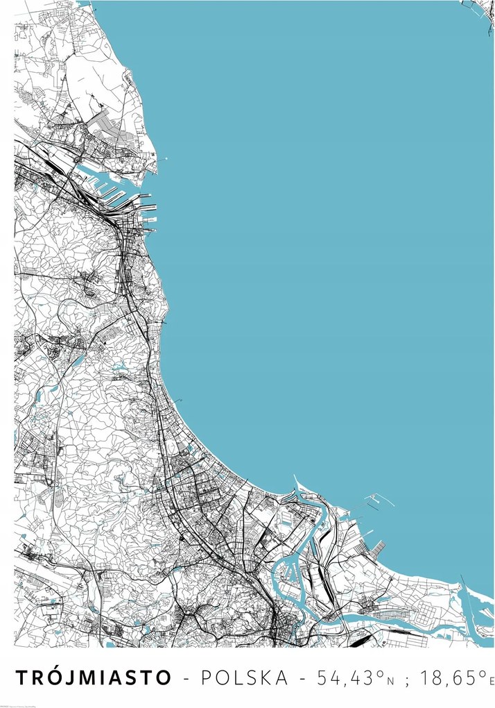 Gdańsk Gdynia Sopot Térkép poszter A1 59,4x84,1 cm
