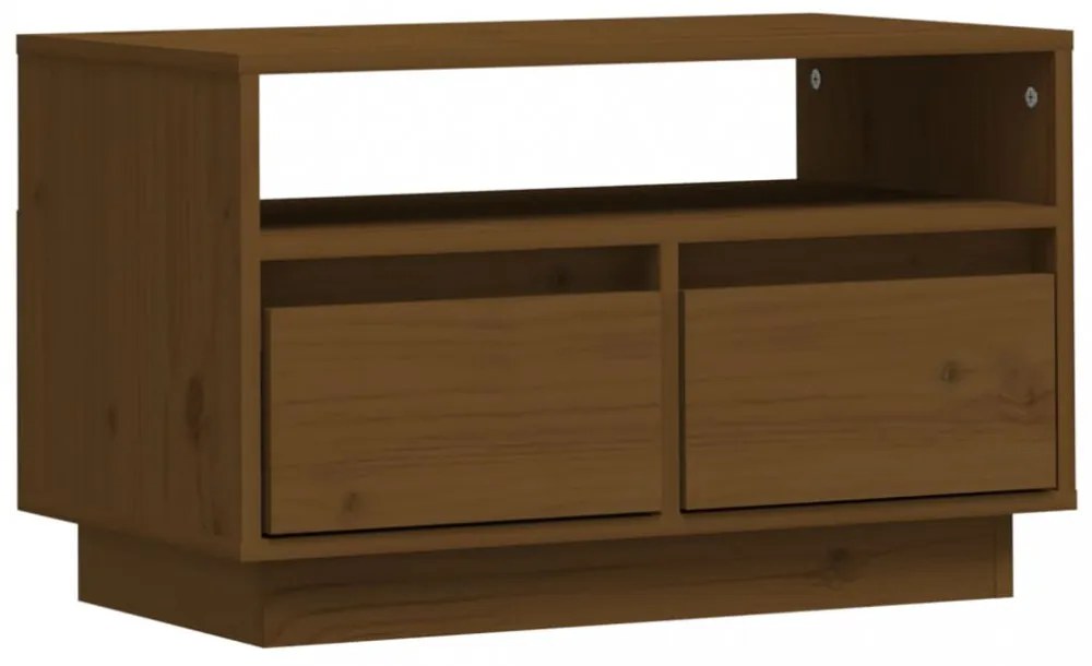 mézbarna tömör fenyőfa TV-szekrény 60x35x37 cm