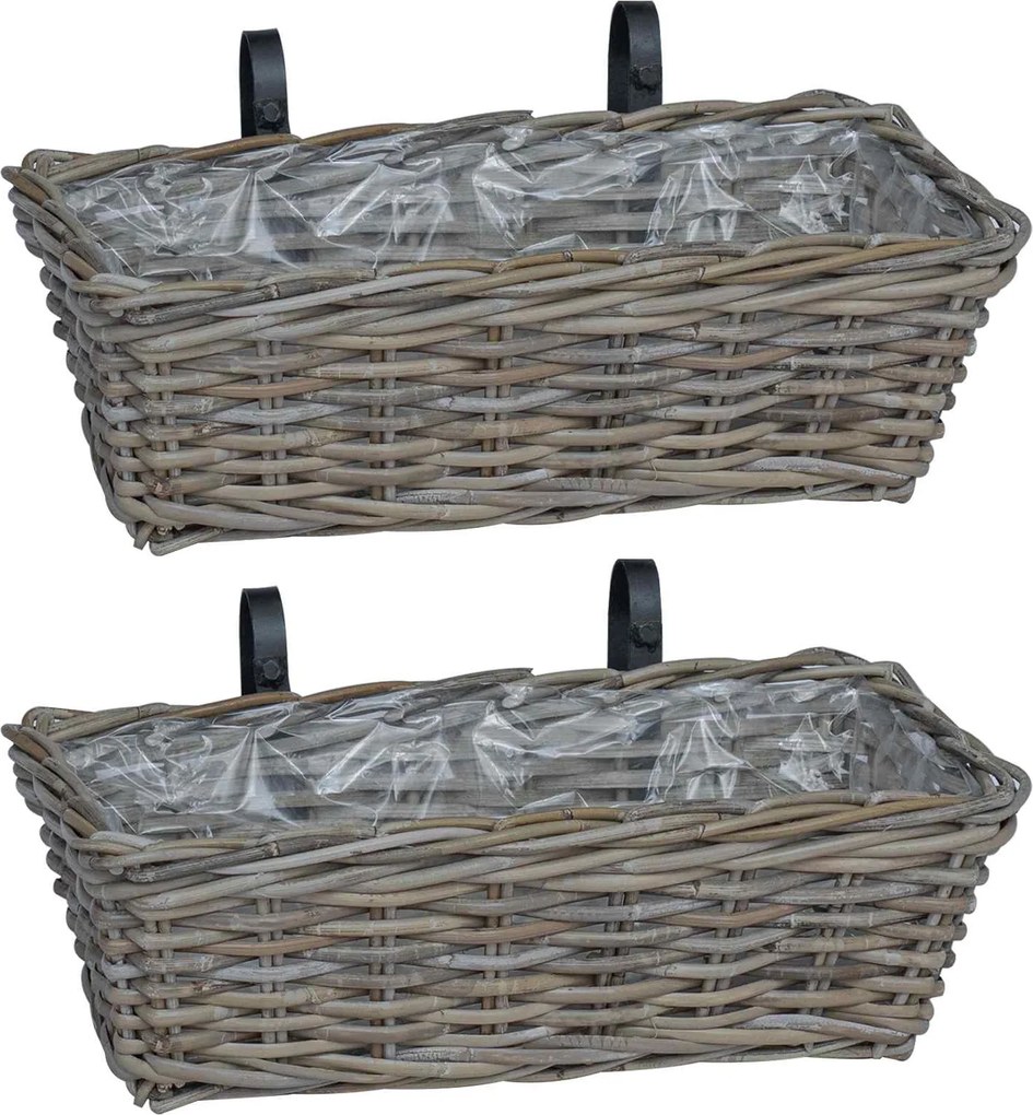 vidaXL Függő virágcserép kosár tárolóval 2 pcs Szürke 48 x 22 x 15 cm