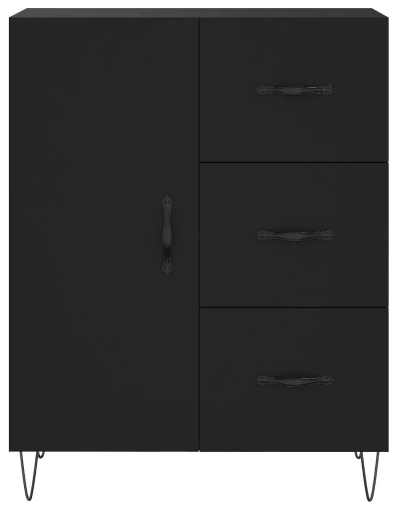 fekete szerelt fa magasszekrény 69,5 x 34 x 180 cm