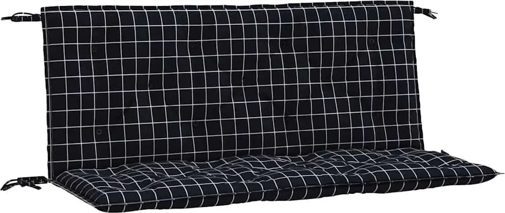 vidaXL 2 db fekete kockás szövet kerti padpárna 120 x 50 x 7 cm