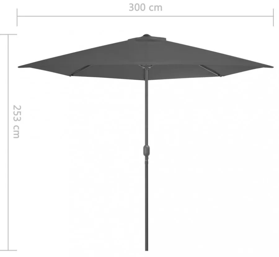 antracit féloldalas erkély napernyő alumíniumrúddal 300x155 cm
