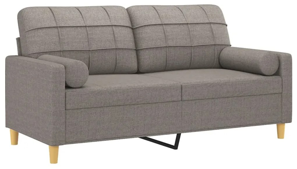 2 személyes tópszínű szövet kanapé díszpárnákkal 140 cm