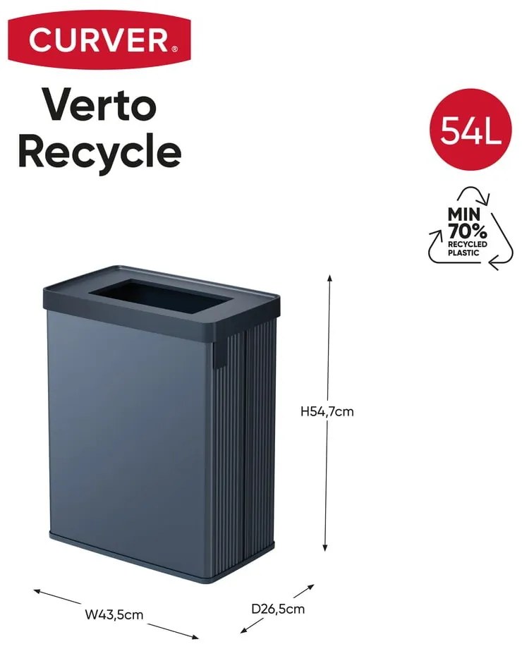 Kék újrahasznosított műanyag szelektív szemetes 54 l Verto Recycle – Curver