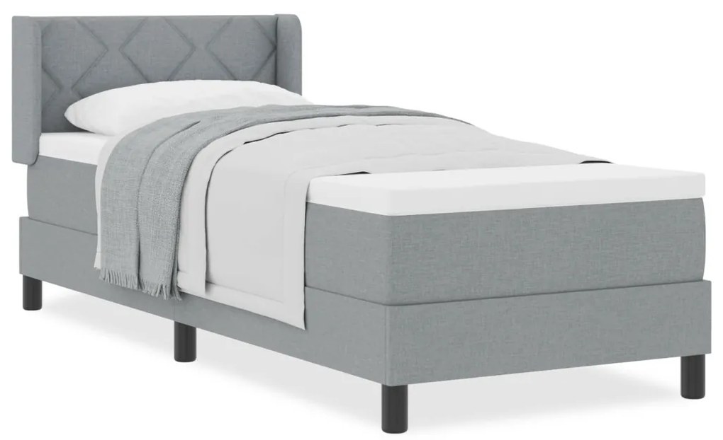 Boxspring ágy matraccal matracmal Világosszürke 80 x 200 cm