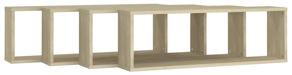 4 db sonoma tölgy színű szerelt fa fali polc 80 x 15 x 26,5 cm