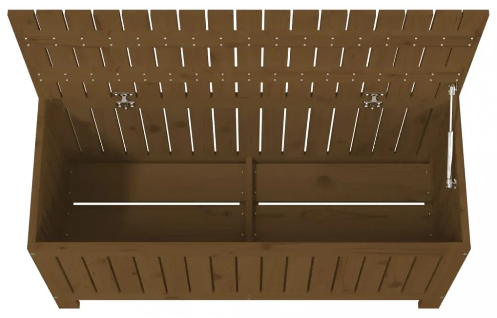 mézbarna tömör fenyőfa kerti tárolóláda 108x42,5x54 cm