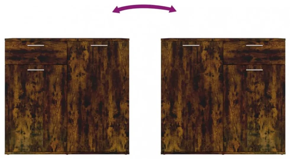 füstös tölgy színű szerelt fa tálalószekrény 80x36x75 cm