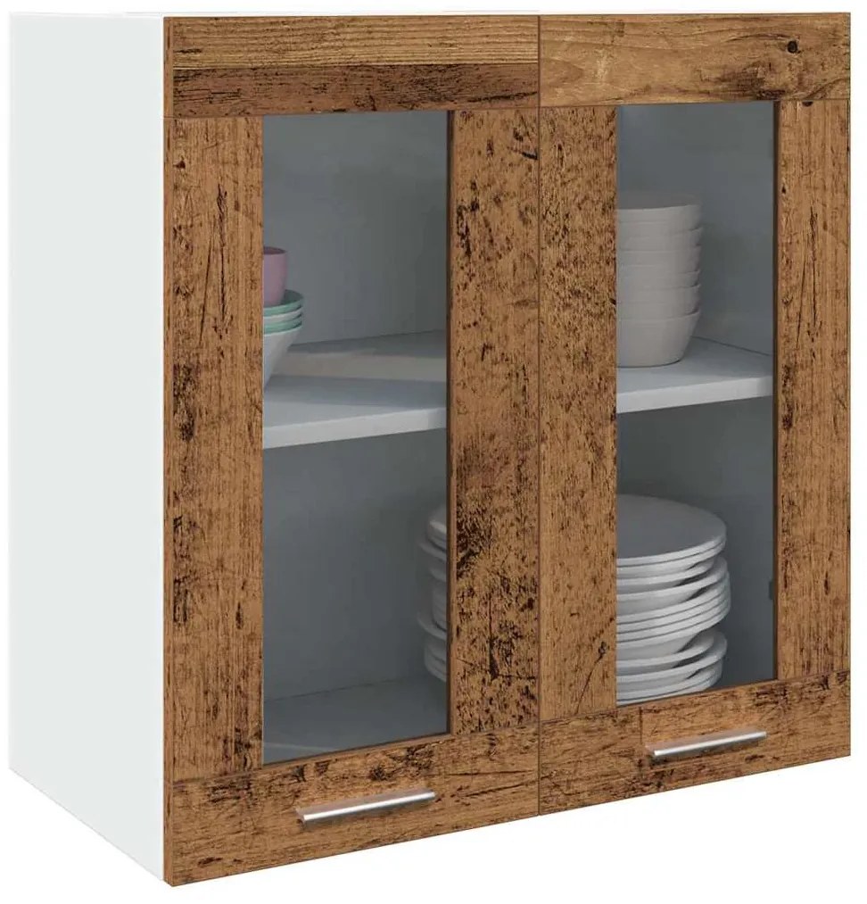 “Lyon” konyhai fali szekrény üvegajtóval régi fa 60x31x60 cm
