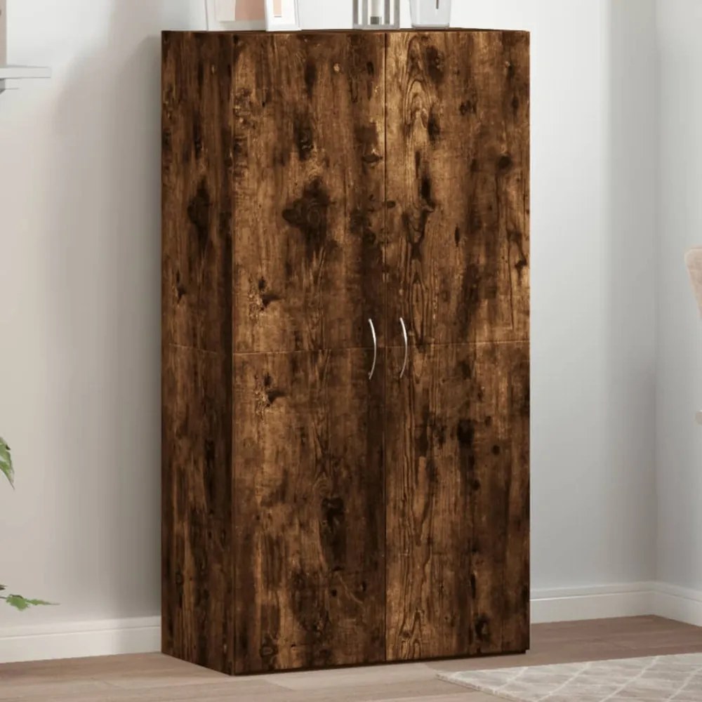 füstös tölgy színű szerelt fa irattartó szekrény 60x32x115 cm