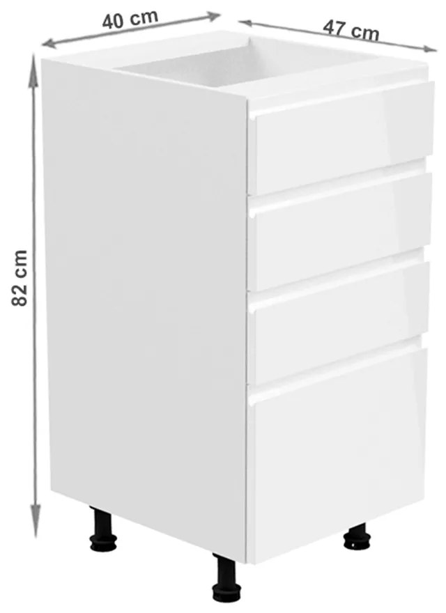 Alsó konyhaszekrény D40S4 Aurellia (fehér + fényes fehér). 1015751