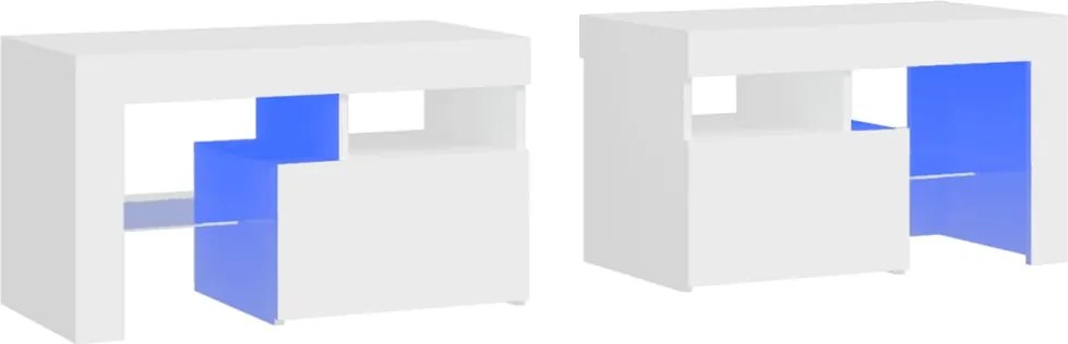 vidaXL 2 db fehér színű LED-lámpás éjjeliszekrény 70x36,5x40 cm