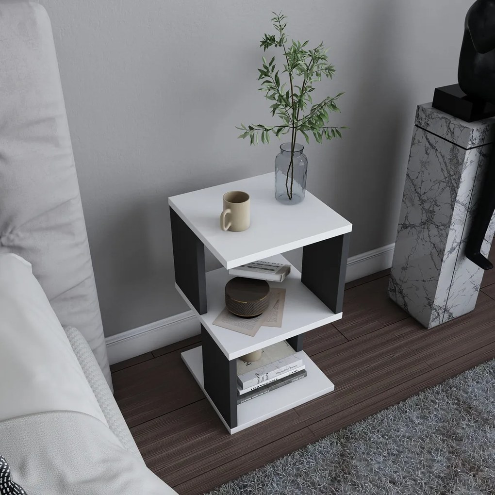Éjjeliszekrény Carter White Anthracite