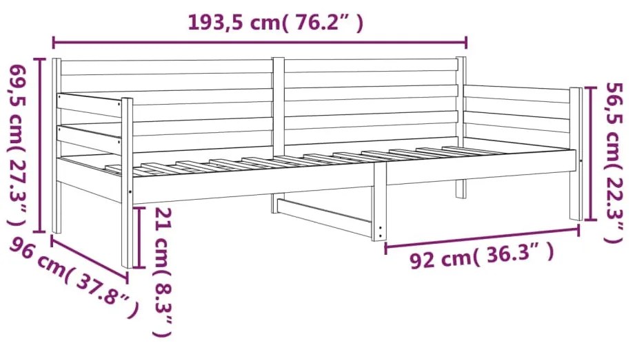 tömör fenyőfa kanapéágy matrac nélkül 90 x 190 cm
