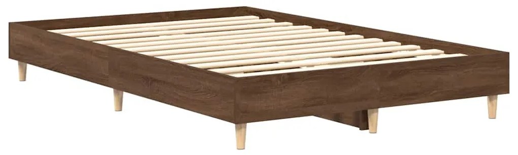 barna tölgyszínű szerelt fa ágykeret matrac nélkül 135 x 190cm
