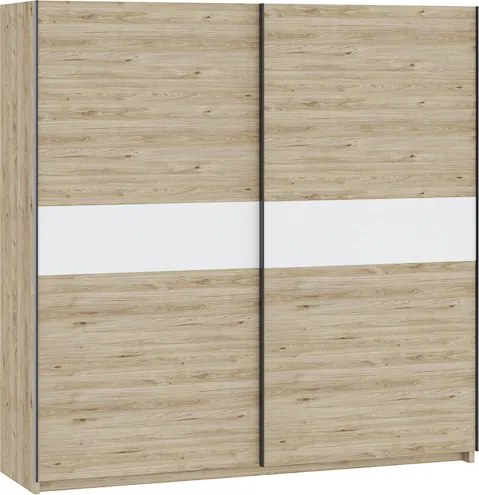 BERNO ruhásszekrény, 200 cm | Jackson hickory tölgy + Fehér