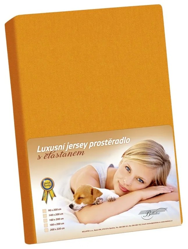 Jersey lepedő elasztánnal narancssárga , 200 x 220cm, 200 x 220 cm