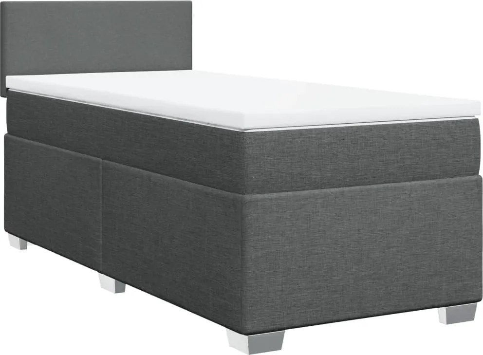 vidaXL sötétszürke szövet rugós ágy matraccal 100 x 200 cm