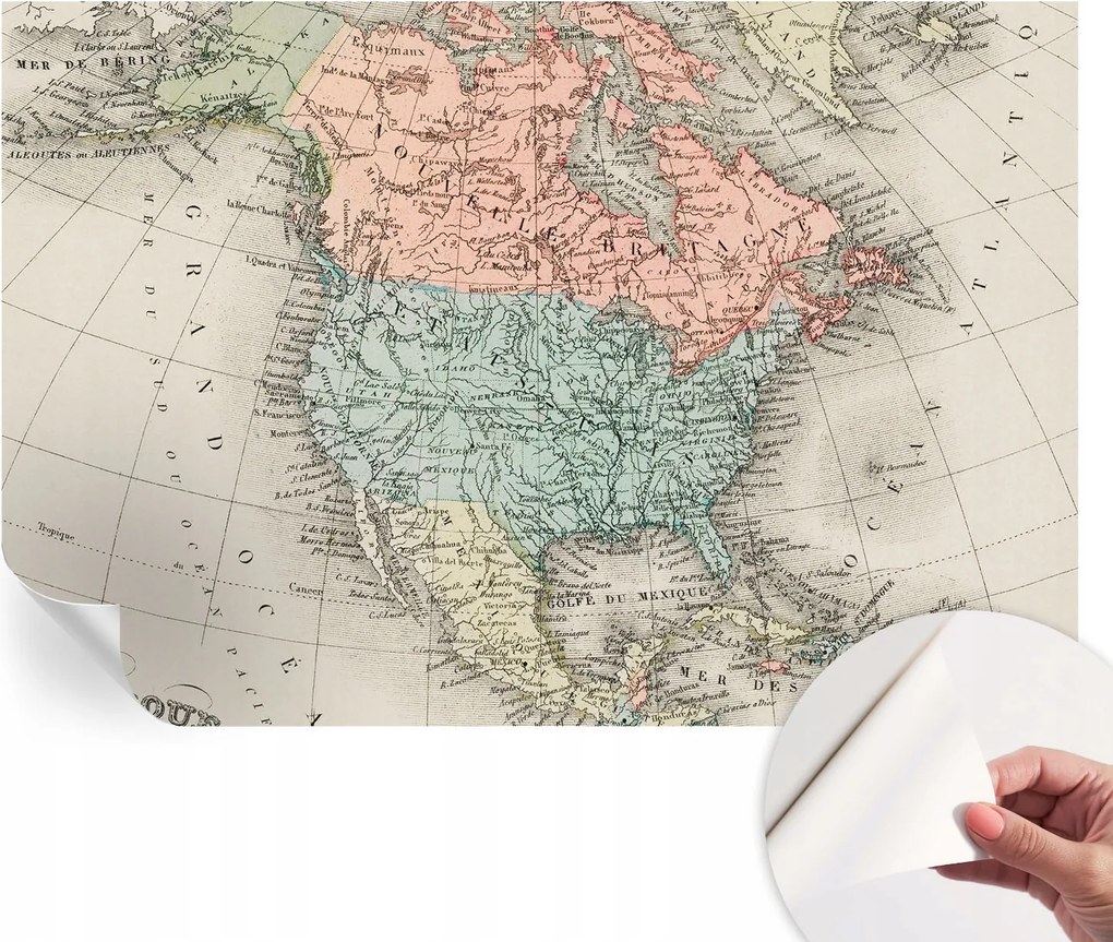 Öntapadós tapéta Fali furnér 3D hatás Történelmi térkép 104x70 cm