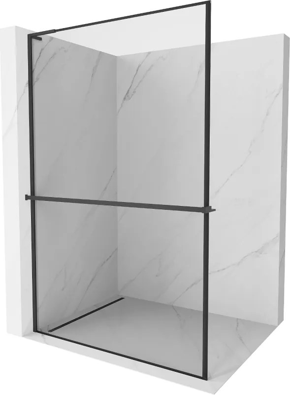 Mexen Kioto+ L zuhanyfal polccal Walk-in 90 x 200 cm, fekete keret, fekete - 800-090-123-70-70