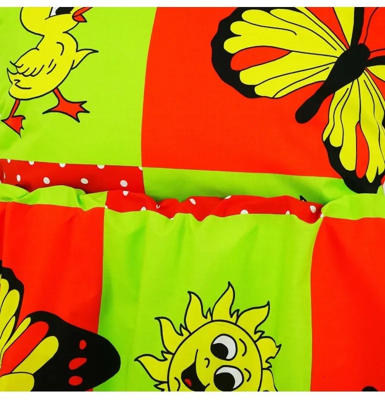 EMI piros-zöld állatmintás gyermek ágyneműhuzat, Gyerekgarnitúra 90x130 + 45x65