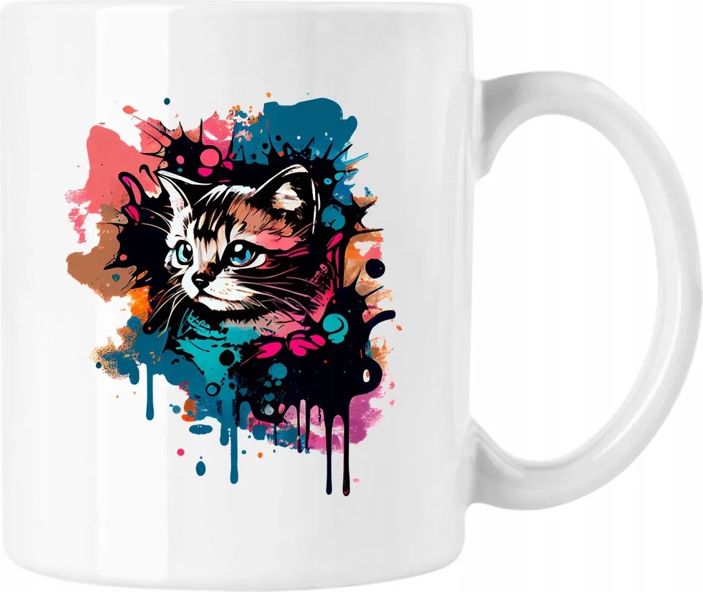 Színes bögre Macska Art Fehér 330ml