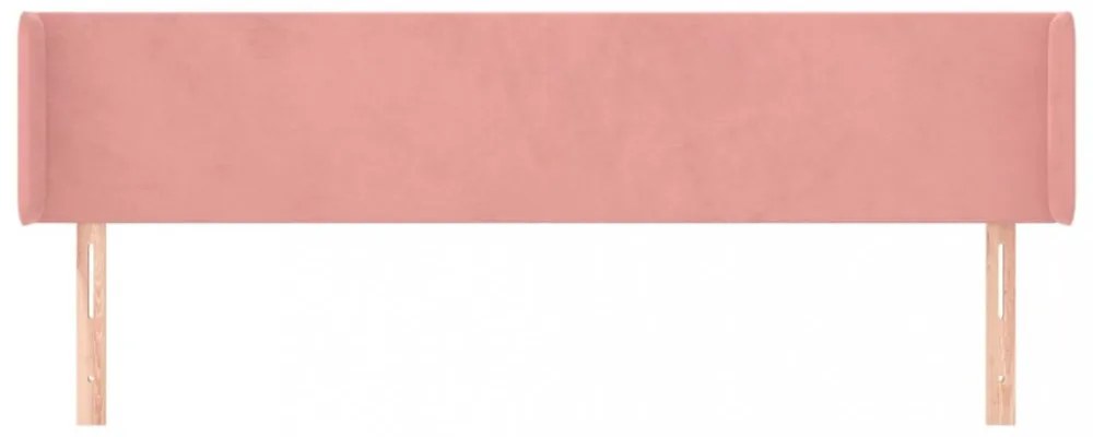 rózsaszín bársony szárnyas fejtámla 203x16x78/88 cm