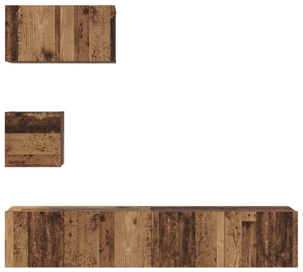 Fali TV Szekrény 4 pcs Régi fa 80 x 30 x 30.5 cm Faanyag