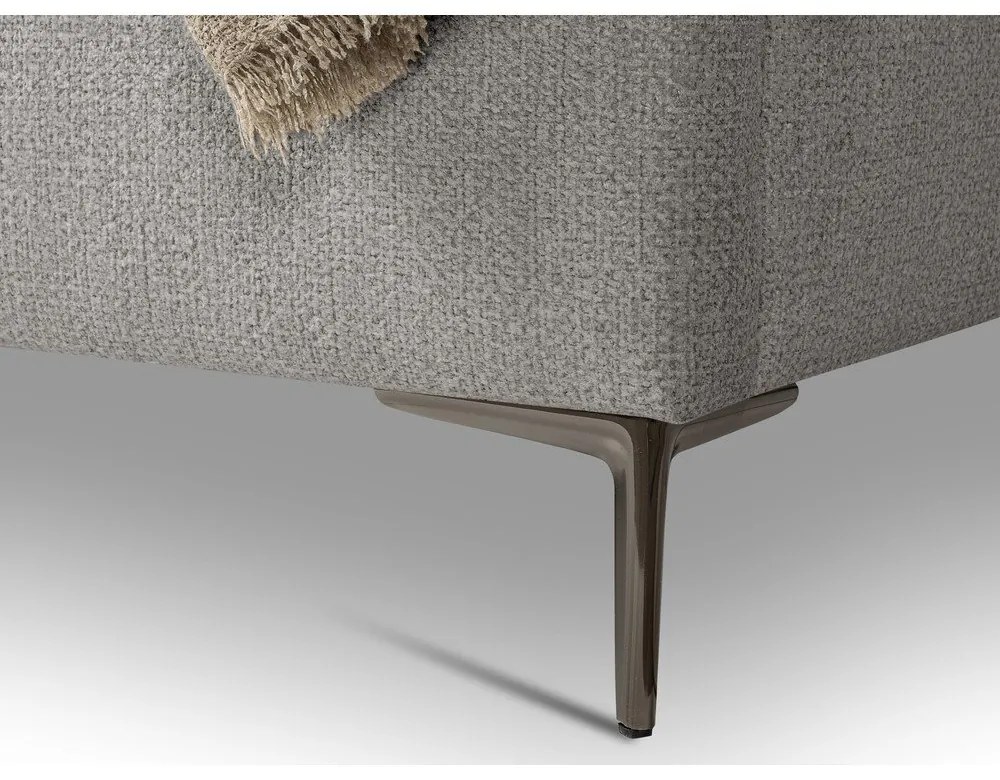 Világosszürke kárpitozott franciaágy ágyráccsal 180x200 cm Makana – Makamii