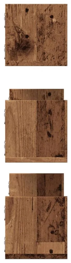 3 db antik fa színű szerelt fa fali polc 58 x 18 x 18 cm
