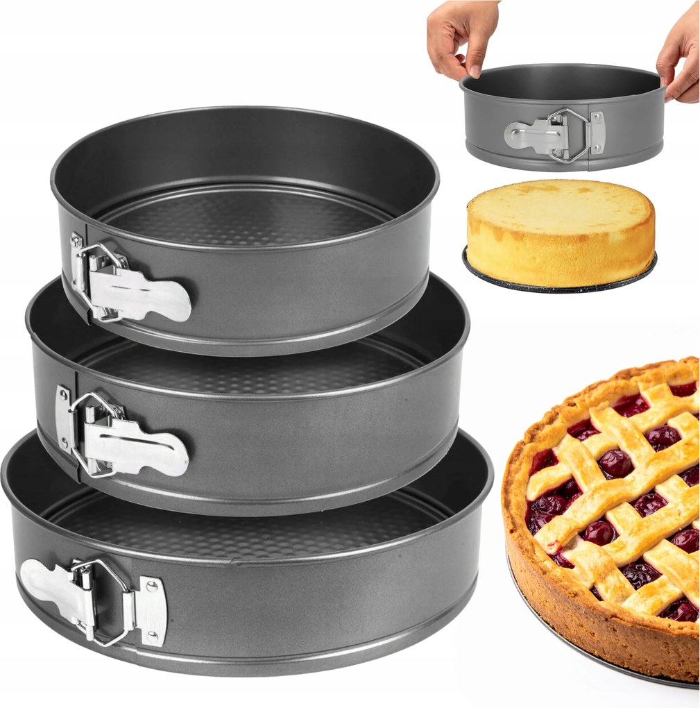 Tortaforma Kerek Szett 3 Db-os Tortaforma Tepsi 18/20/22CM Sütéshez