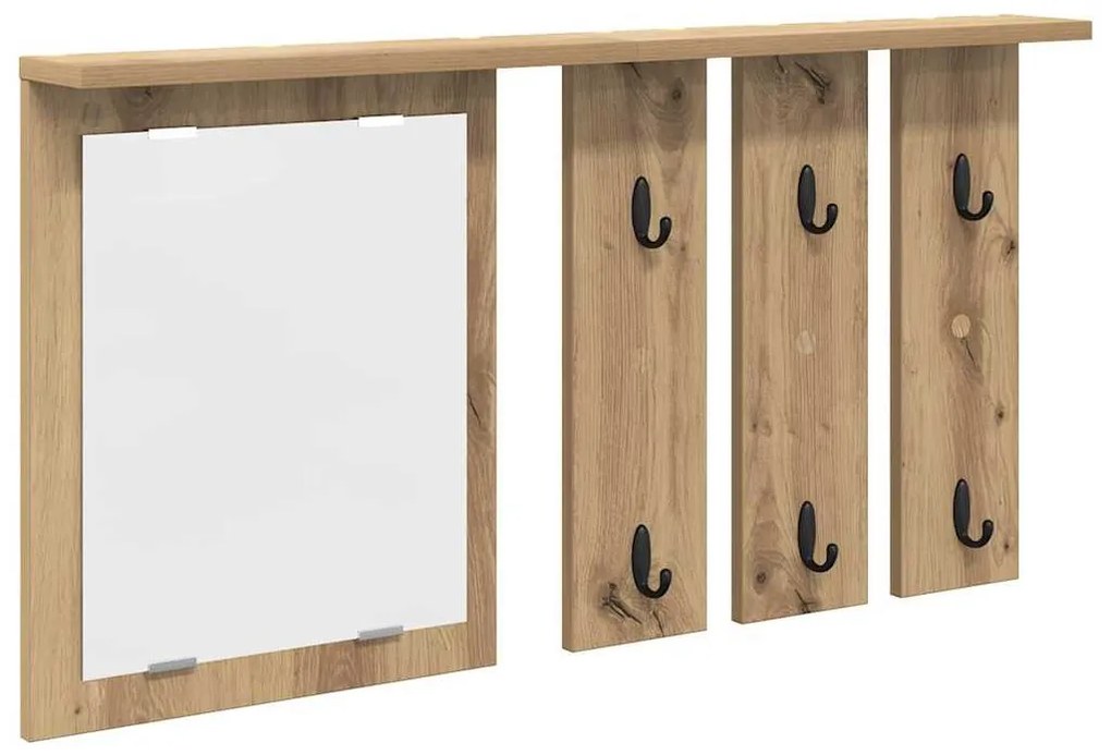 Fali Kabáthorog tükörrel kézműves tölgy 85 x 10 x 45 cm Faanyag